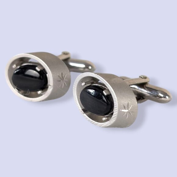 Vintage Swank Oval Onyx Cufflinks - Picture 3 of 5